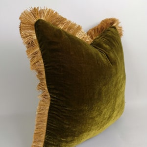 chartreuse silk velvet pillow // green silk velvet cushion image 7
