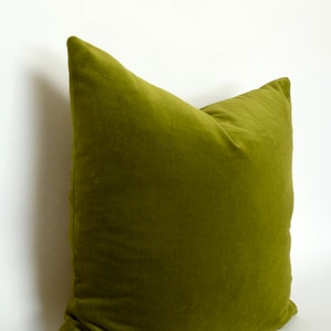 olive green velvet pillow case // chartreuse green velvet pillow // lime green velvet image 3