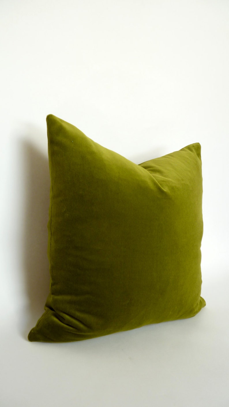 olive green velvet pillow case // chartreuse green velvet pillow // lime green velvet image 3
