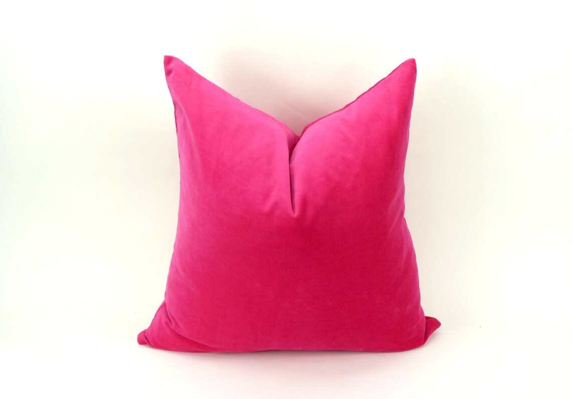 Cerise Pink Velvet Pillow Case // Hot Pink Velvet Cushion Etsy