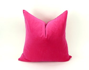 cerise pink velvet pillow case // hot pink velvet cushion cover // bright pink velvet pillow cover