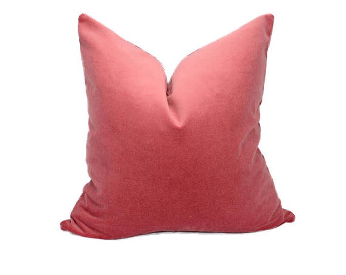 Coral Velvet Pillow Case // Coral Velvet Cushion // Coral Pillow Cover