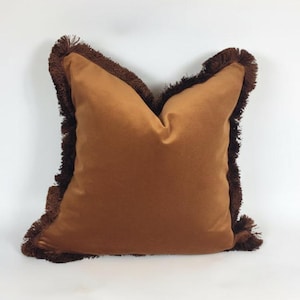 Rust Velvet Throw Pillow Cover - Copper Brown Cushion - Living Room Decor