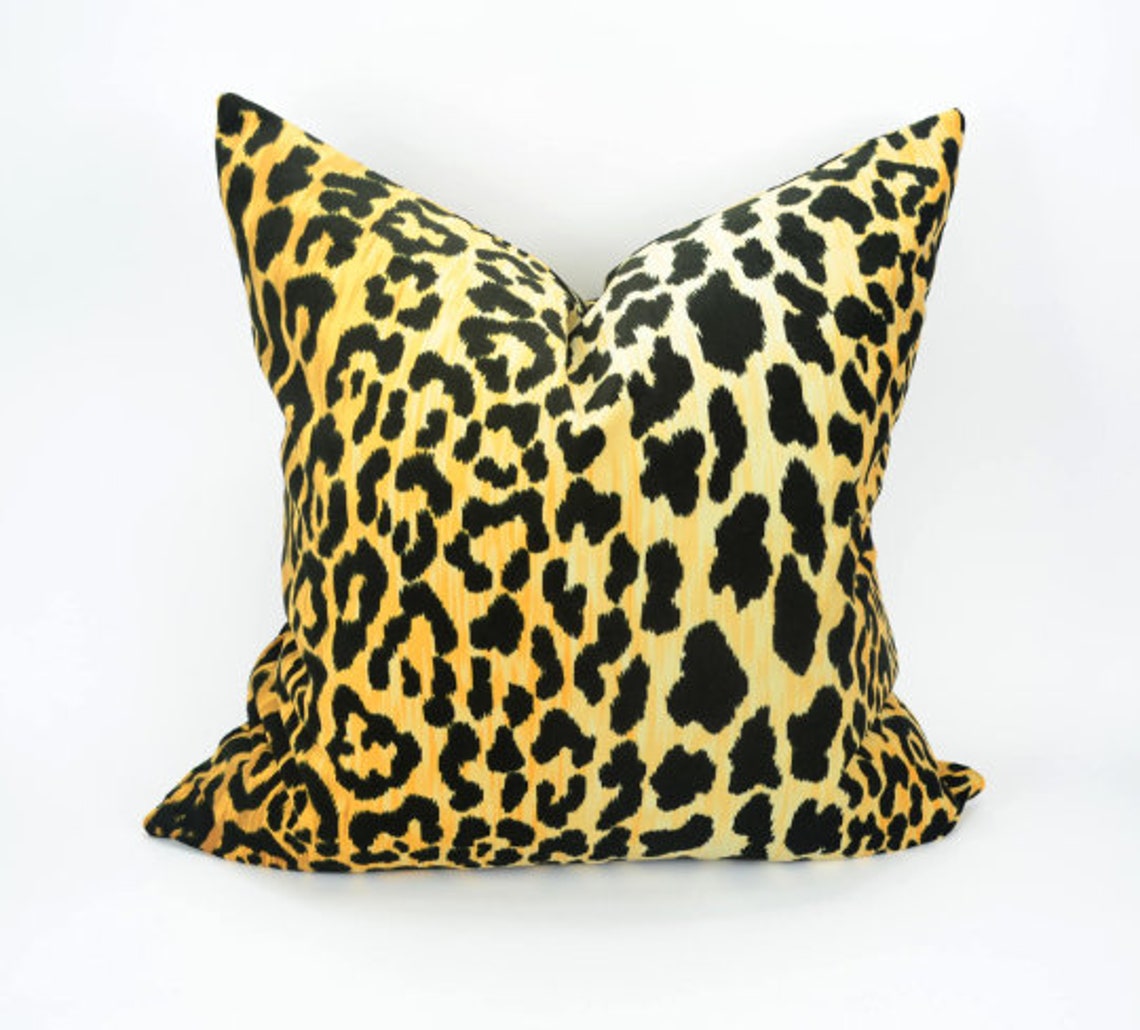 Gold Leopard Print Pillow // Velvet Leopard Print Cushion // Gold and — free download