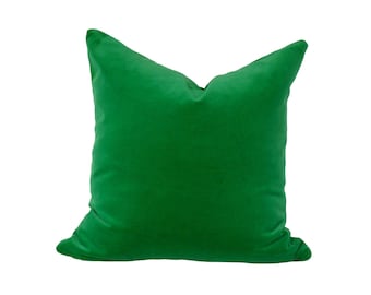 kelly green velvet pillow, pea green velvet cushion, cotton velvet pillow, green cotton velvet pillow