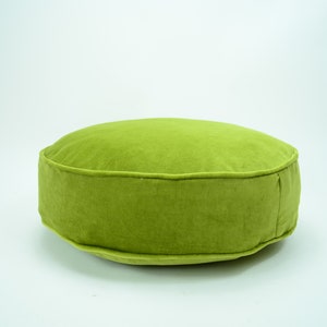 green round velvet cushion // round velvet floor pillow // round box pillow // green round cushion // olive green cushion