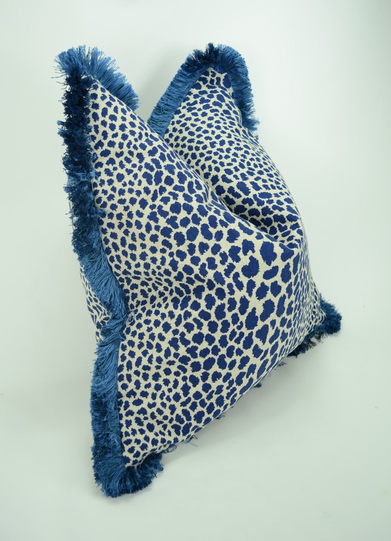 Blue Leopard Print Pillow Cover // Leopard Print Cushion // Etsy