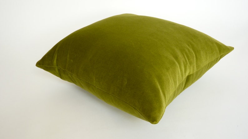 olive green velvet pillow case // chartreuse green velvet pillow // lime green velvet image 5