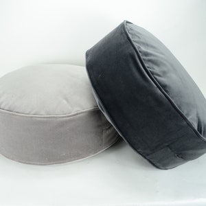 round grey velvet cushion // round grey velvet pillow // round box pillow //  // grey velvet pillow