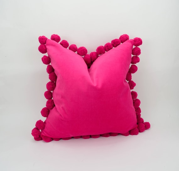 Pink pom pom cushion cover // jumbo pom 