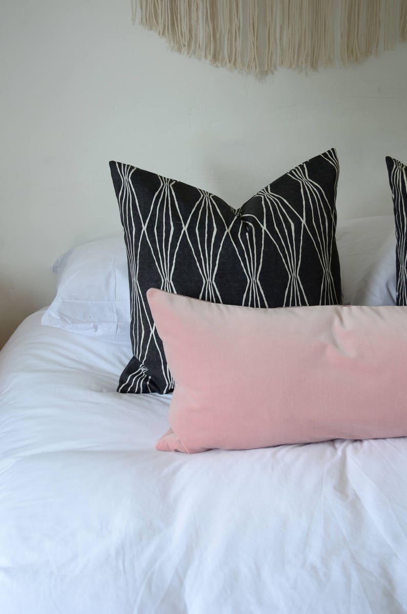 Blush Long Lumbar Pillow Cover // Blush Velvet Cushion Cover Etsy