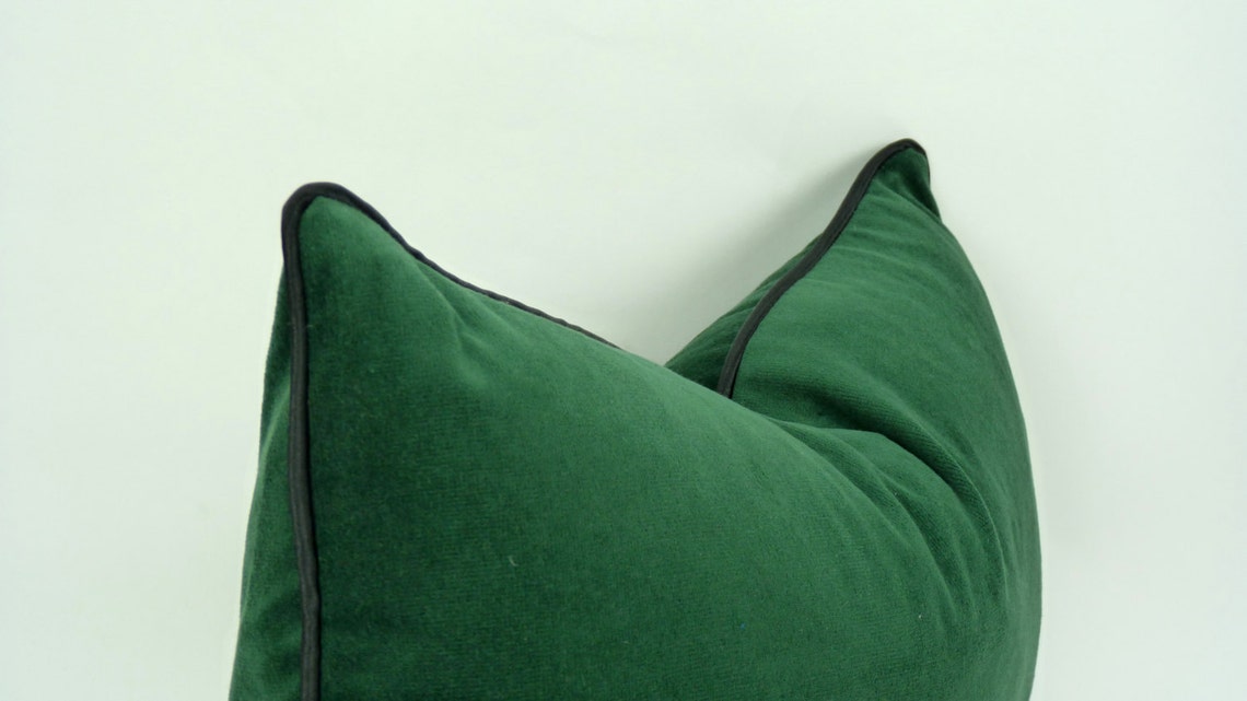 Forest Green Velvet Pillow Cover // Green and Black Pillow Etsy
