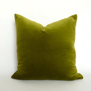 olive green velvet pillow case // chartreuse green velvet pillow // lime green velvet image 2