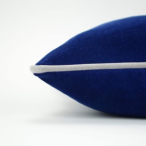 federa in velluto blu e grigio // custodia per cuscini per tubazioni grigie // velluto blu con cuscino per tubazioni grigio