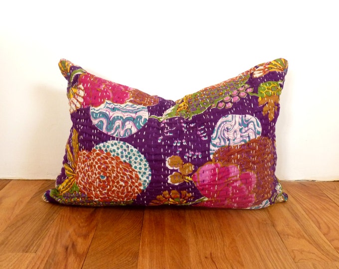 Purple Lumbar Pillow // Rectangle Oblong Throw Pillow Etsy