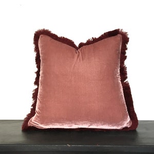 Dusty rose silk velvet pillow, silk velvet cushion, pink silk velvet pillow, pink velvet cushion