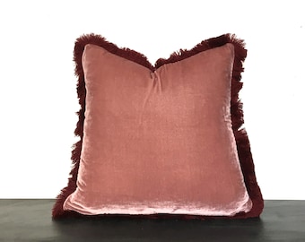 Dusty rose silk velvet pillow, silk velvet cushion, pink silk velvet pillow, pink velvet cushion