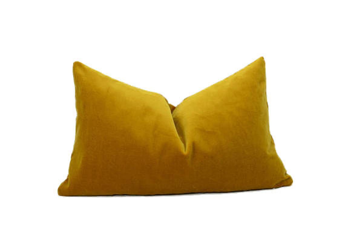Mustard Pillow Cover // Mustard Velvet Cushion Case // Mustard Etsy
