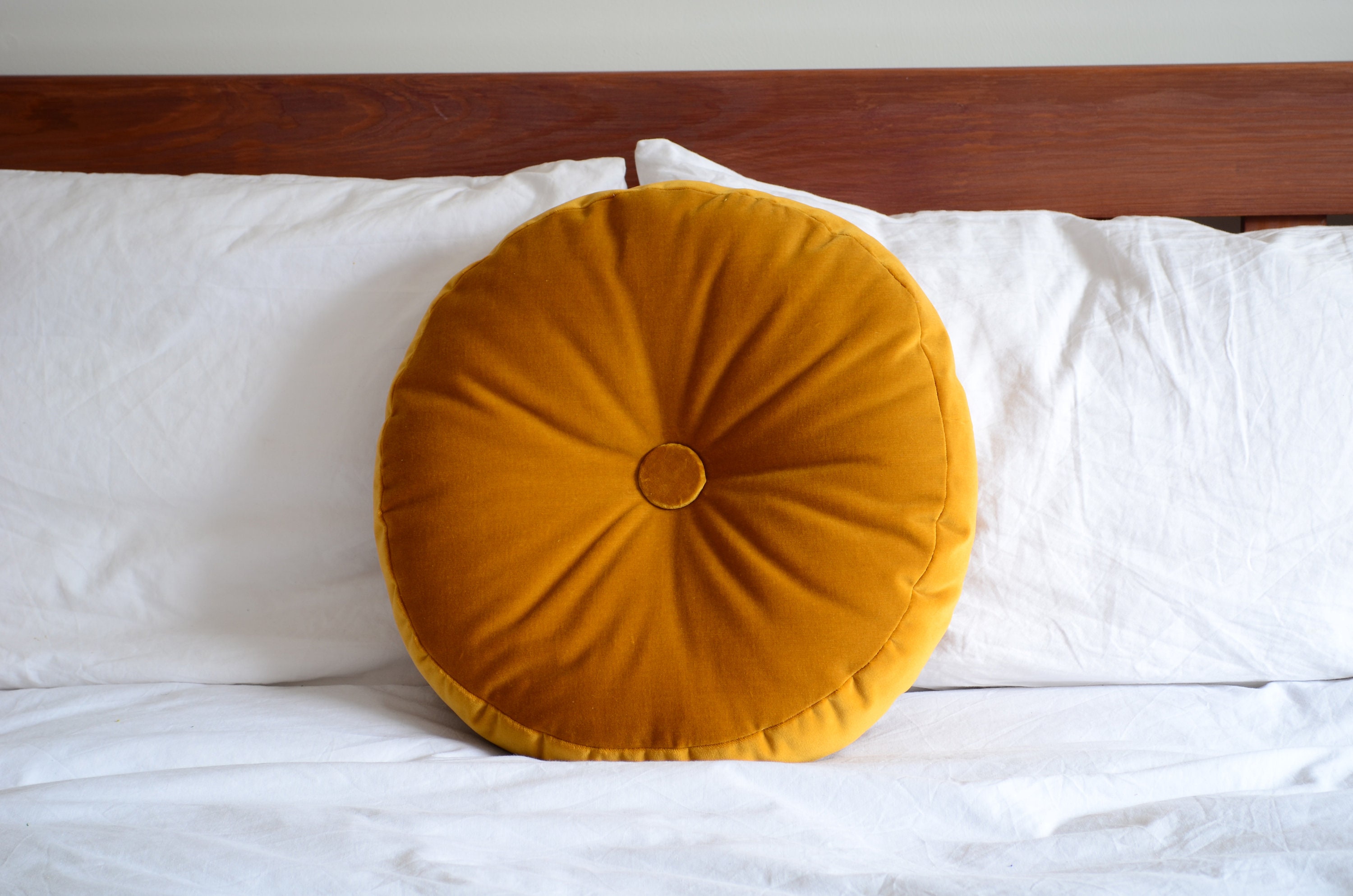 Round clearance mustard pillow