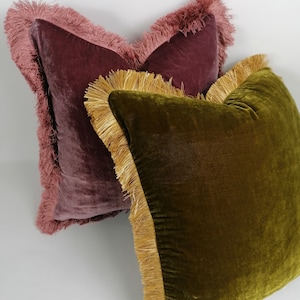 chartreuse silk velvet pillow // green silk velvet cushion image 3