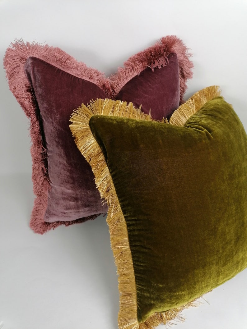 chartreuse silk velvet pillow // green silk velvet cushion image 3