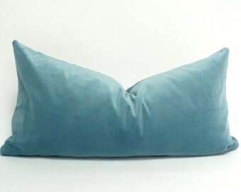 Cornflower Blue Velvet Body Pillow Case, Heavyweight Cotton Velvet Cushion