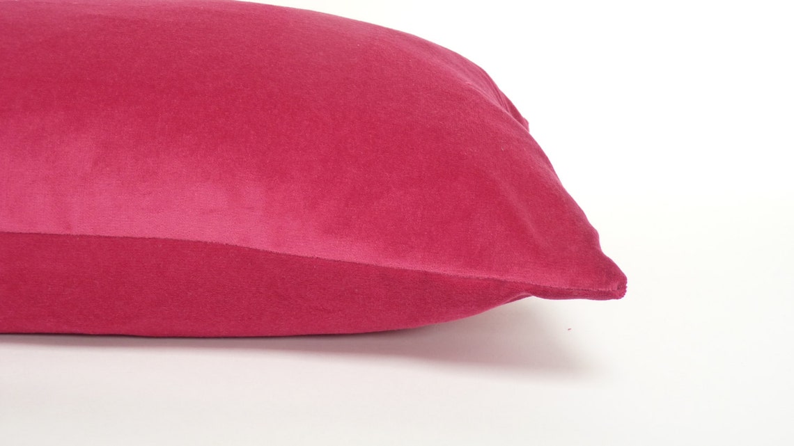 Raspberry Rectangle Velvet Pillow Case // Lumbar Velvet Etsy