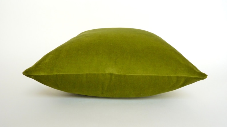 olive green velvet pillow case // chartreuse green velvet pillow // lime green velvet image 4