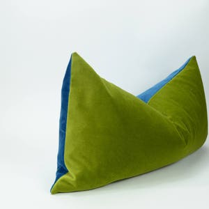 green and blue velvet pillow case // blue green pillow cover // colour block pillow