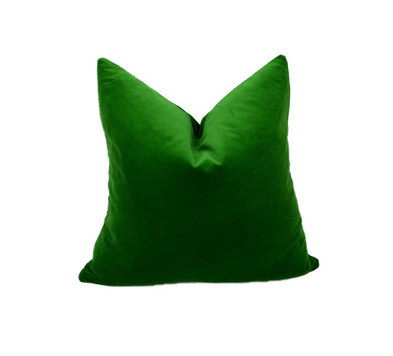 emerald green velvet pillow cover // emerald green velvet cushion // green velvet pillow // velvet pillow image 1