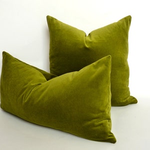 olive green velvet pillow case // chartreuse green velvet pillow // lime green velvet