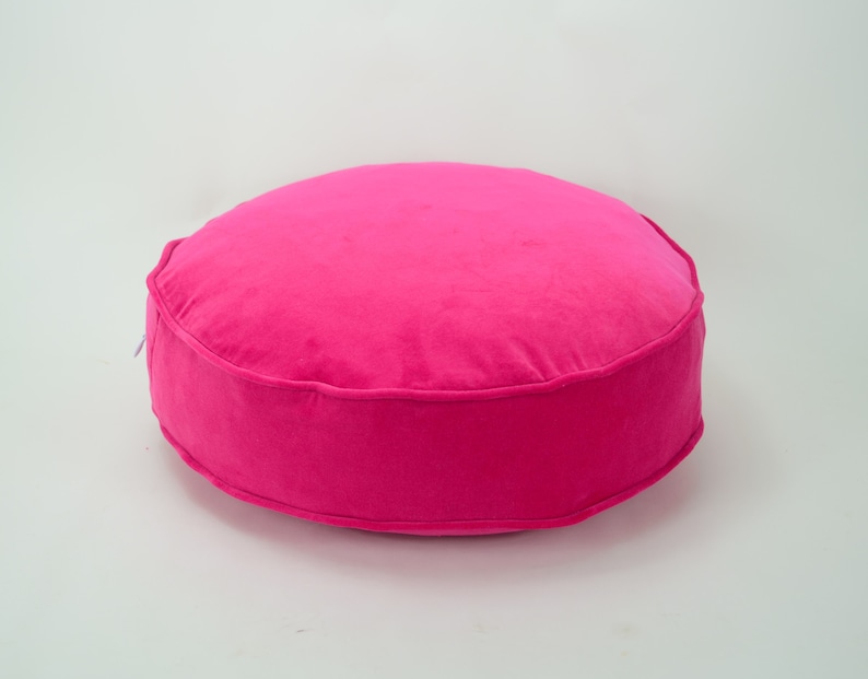 Hot Pink Round Velvet Cushion // Round Velvet Pillow // Round Etsy