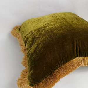 chartreuse silk velvet pillow // green silk velvet cushion image 9