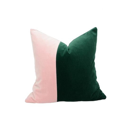 Green and Pink Pillow // Color Block Pillow // Pink and Green - Etsy UK