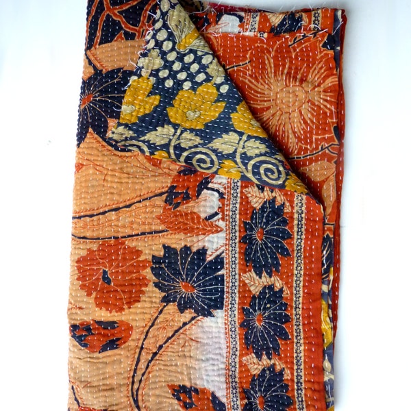 Vintage kantha quilt // kantha quilt // kantha throw blanket