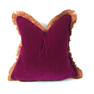 Fuschia silk velvet pillow // silk velvet cushion // pink silk velvet pillow