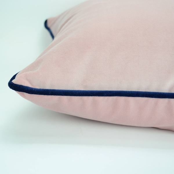 blush velvet pillow case // pink and navy pillow cover // blush velvet cushion // blush cushion cover