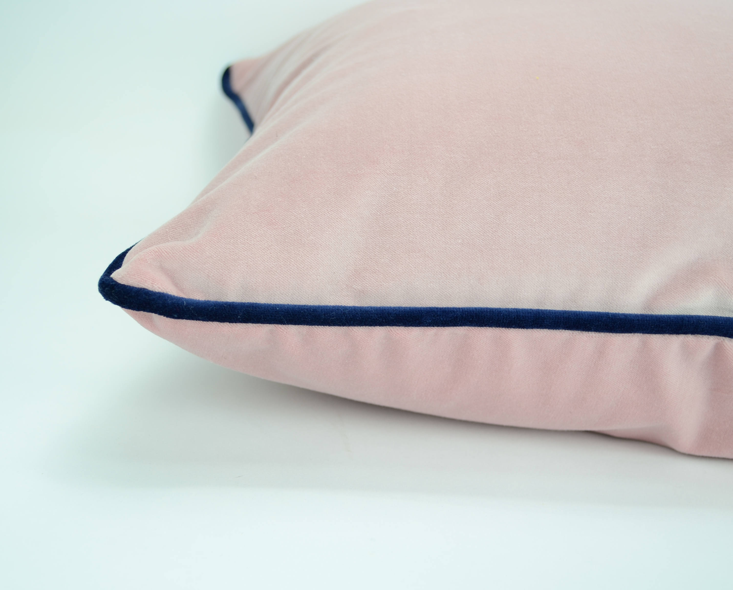 blush velvet pillow case // pink and navy pillow cover // Etsy