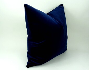 Midnight Blue Velvet Pillow Cover: Heavy Cotton Velvet Cushion