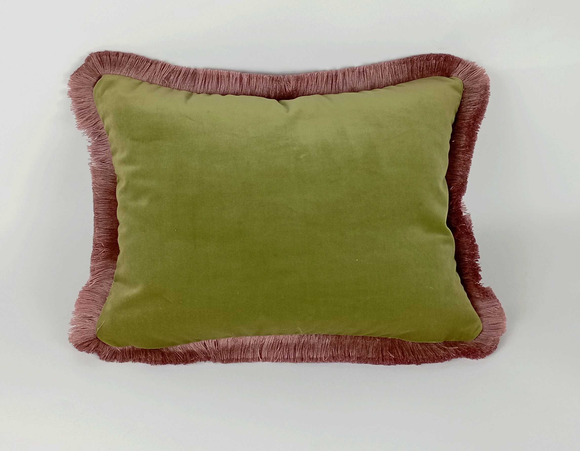 Sage Green With Dusty Pink Fringe Velvet Pillow Green and Pink Velvet Cushion Velvet Fringe Pillow Green and Pink Cushion Etsy Canada