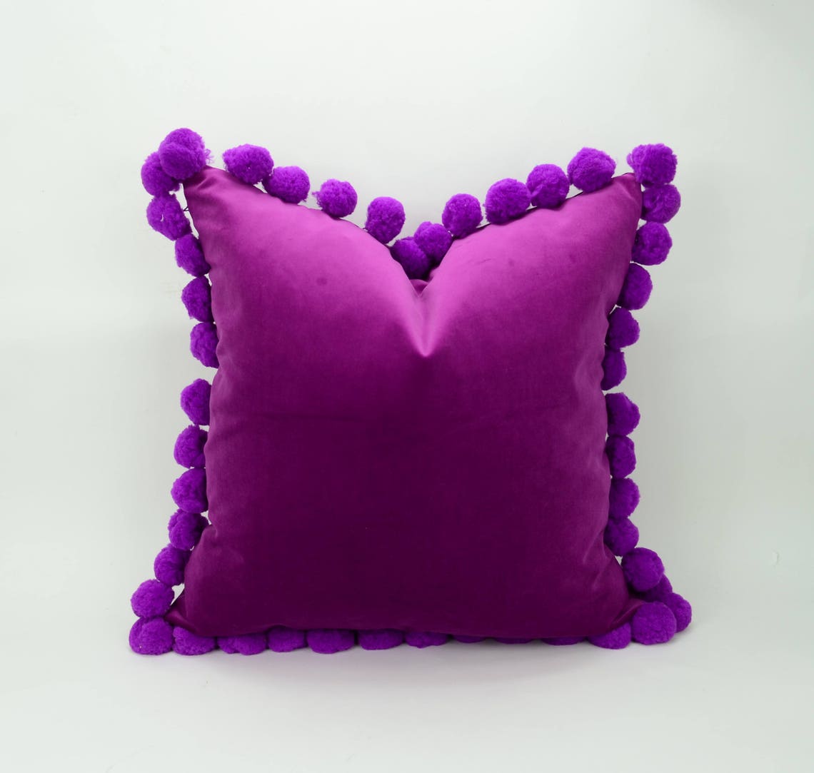 Orchid Pom Pom Cushion // Jumbo Pom Pom Pillow // Velvet Pom Etsy New