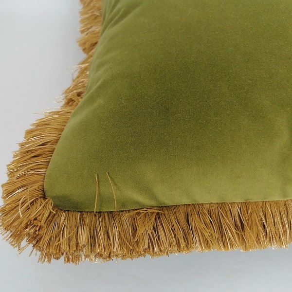 Olive green velvet pillow // green velvet cushion // green velvet pillow