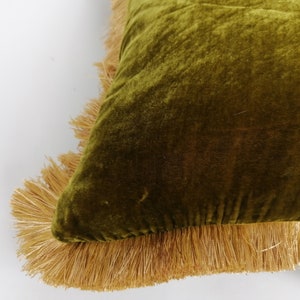 chartreuse silk velvet pillow // green silk velvet cushion image 4