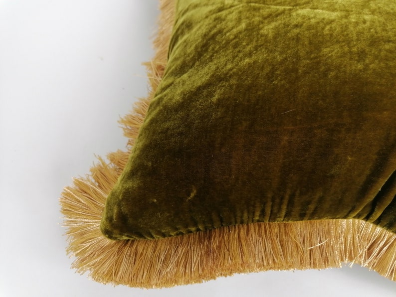 chartreuse silk velvet pillow // green silk velvet cushion image 4