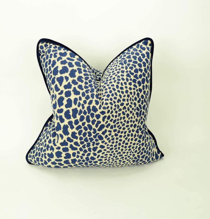 Blue Leopard Print Pillow // Leopard Print Cushion // Cheetah Etsy