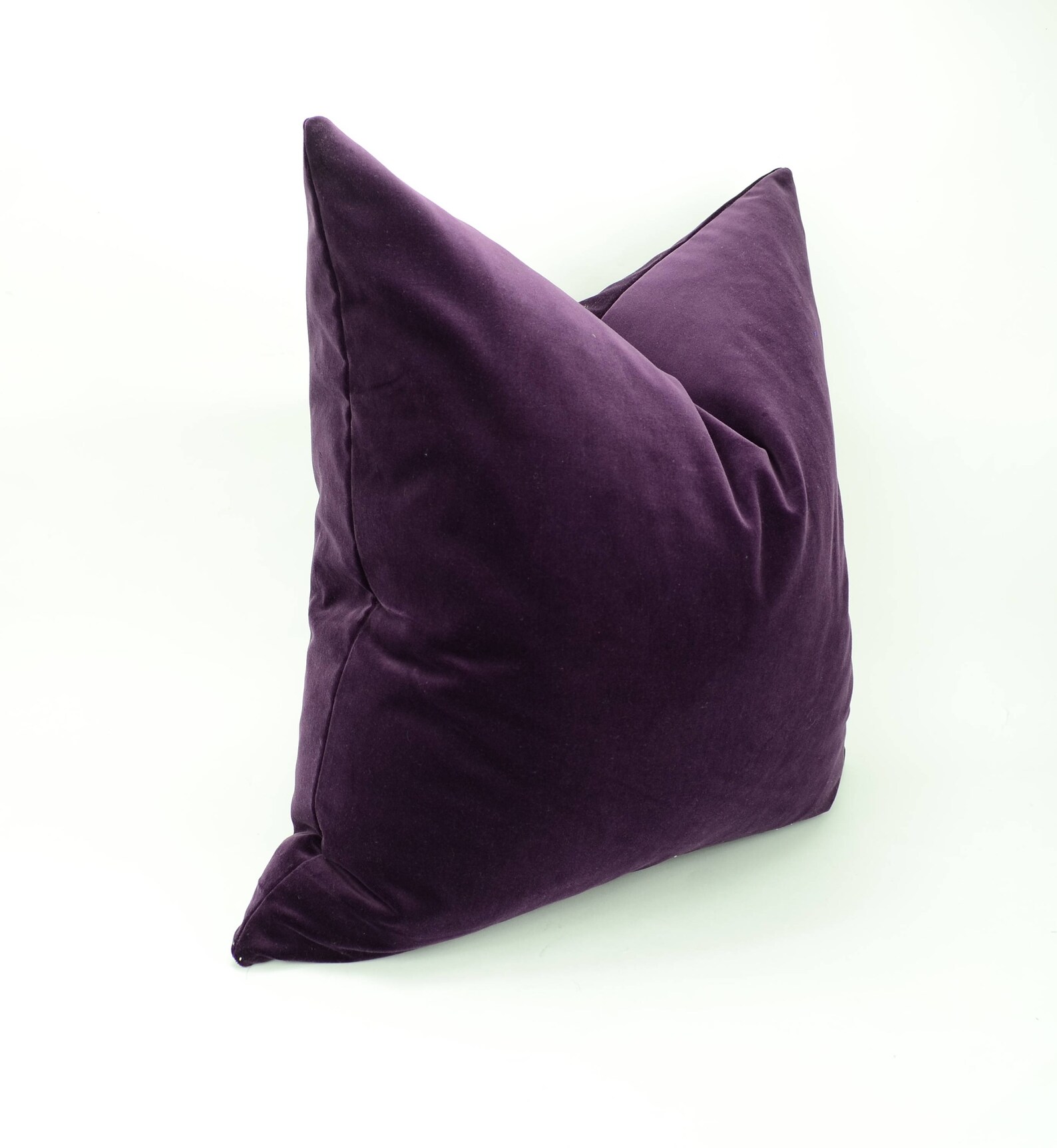 Gallery Detail: Plum Velvet Pillow Cover Luxe Cotton Velvet Cushion Dark Purple