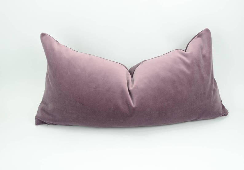 mauve pillow cover // mauve velvet cushion case // mauve velvet pillow cover // long lumbar pillow cover image 1