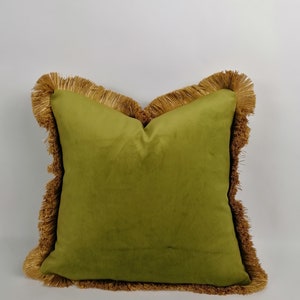 chartreuse silk velvet pillow // green silk velvet cushion image 6