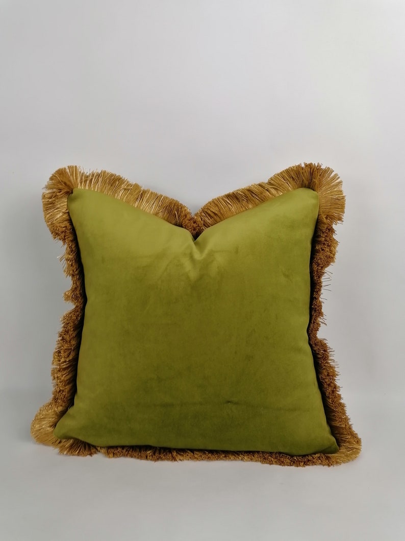 chartreuse silk velvet pillow // green silk velvet cushion image 6