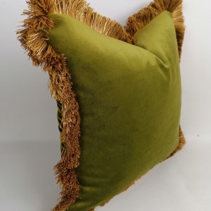 chartreuse silk velvet pillow // green silk velvet cushion image 5